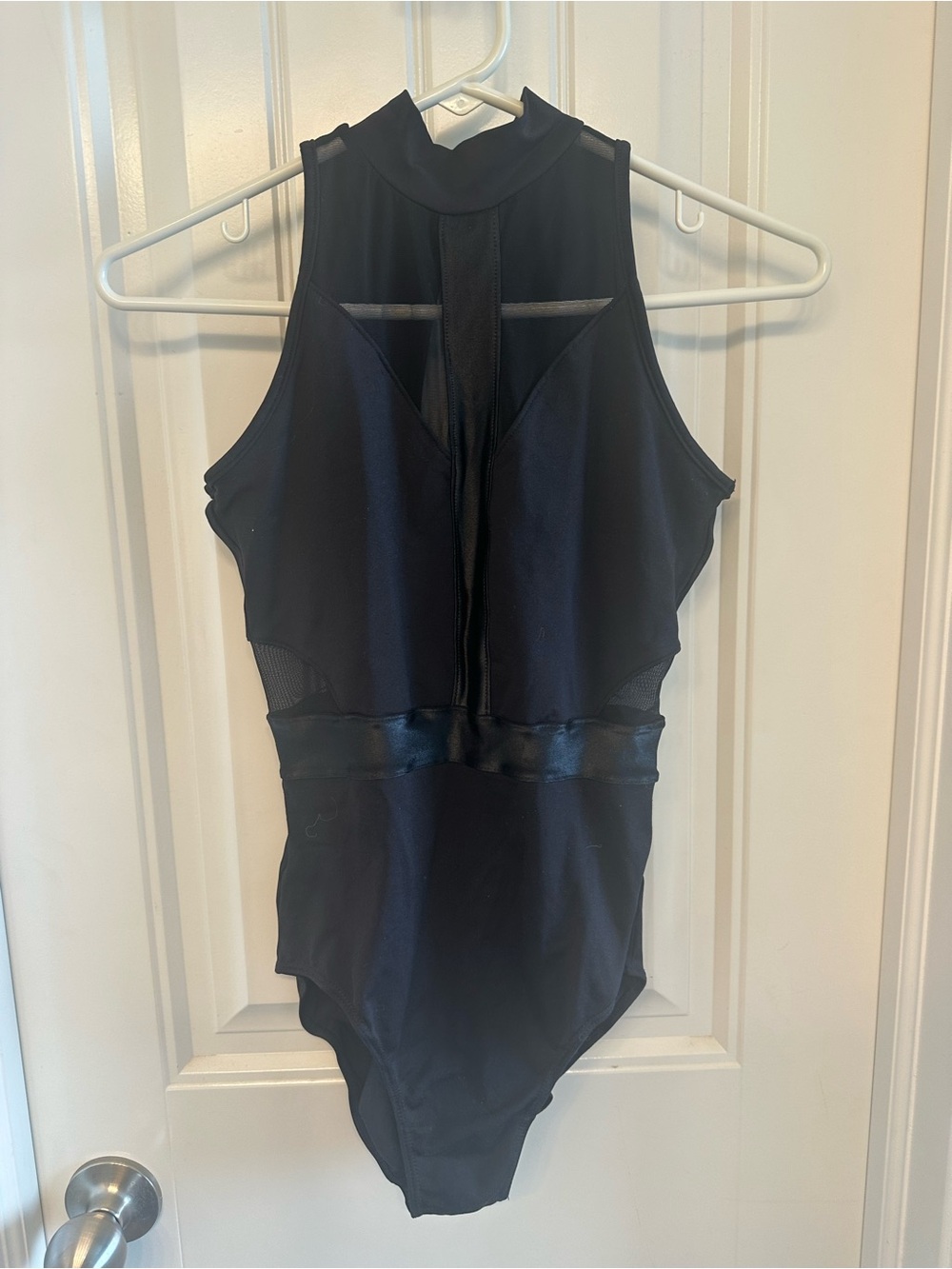balera Black High-Neck Mesh Panel Dance leotard